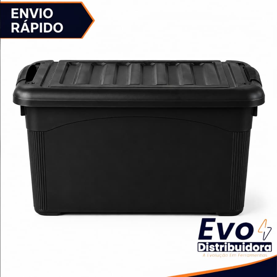 Caixa Organizadora 50Litros Trava Preta Para Transporte HeavyBox