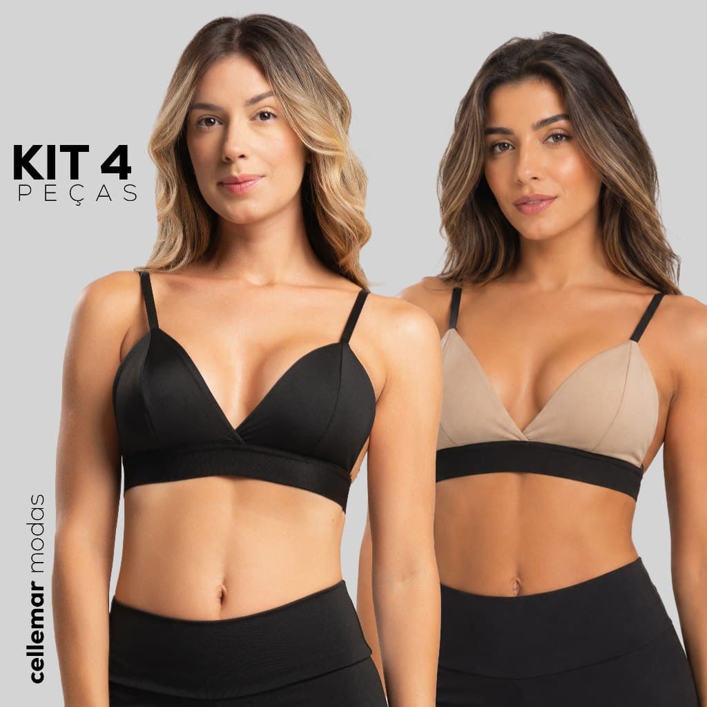 Kit 4 Tops Alcinha Feminino com Forro Duplo Fitness Academia Zero Transparência Musculação Fitness