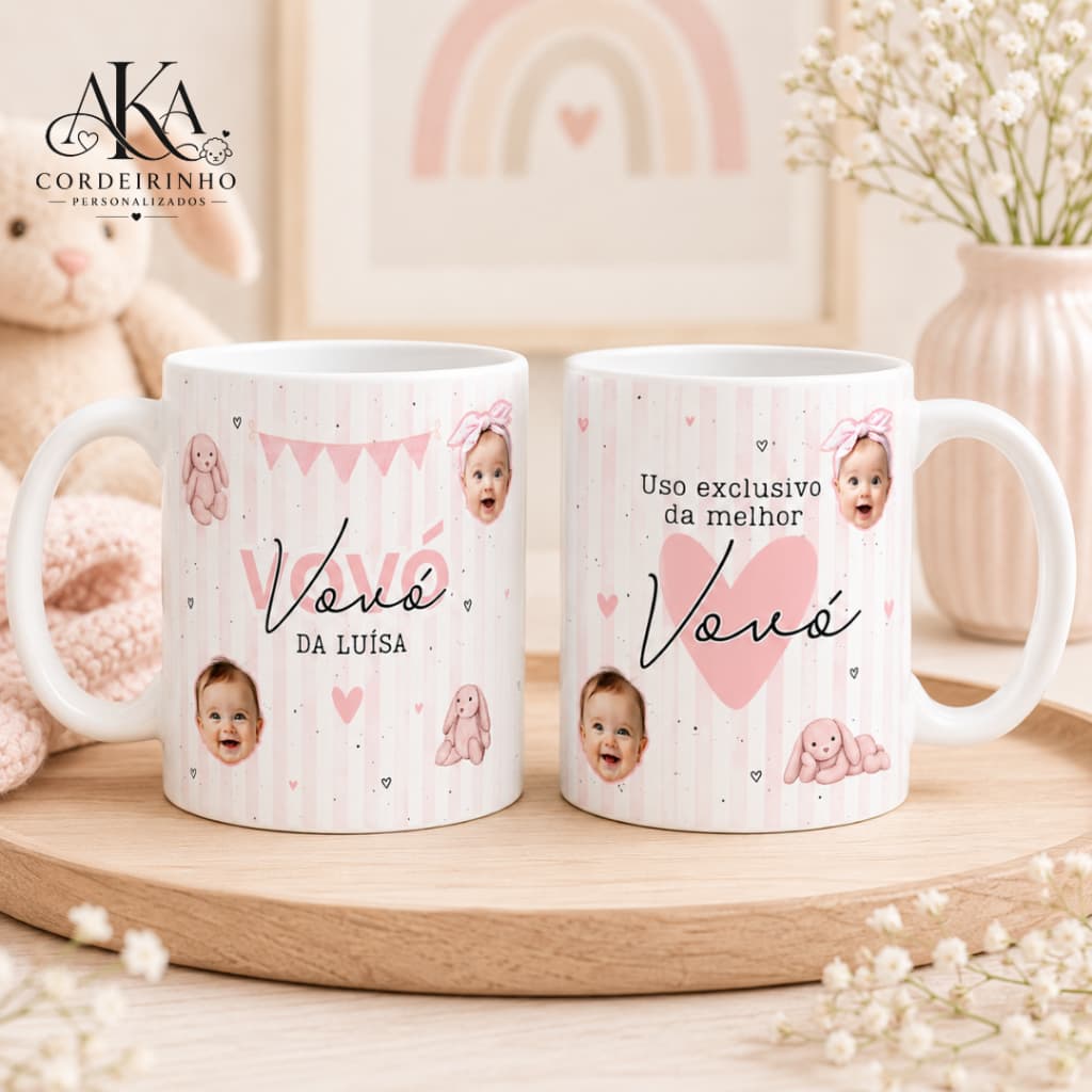 Caneca Personalizada com Foto e Nome para Vovó e Vovô | Presente Criativo para Dia dos Avós, Aniversário e Datas Epecial