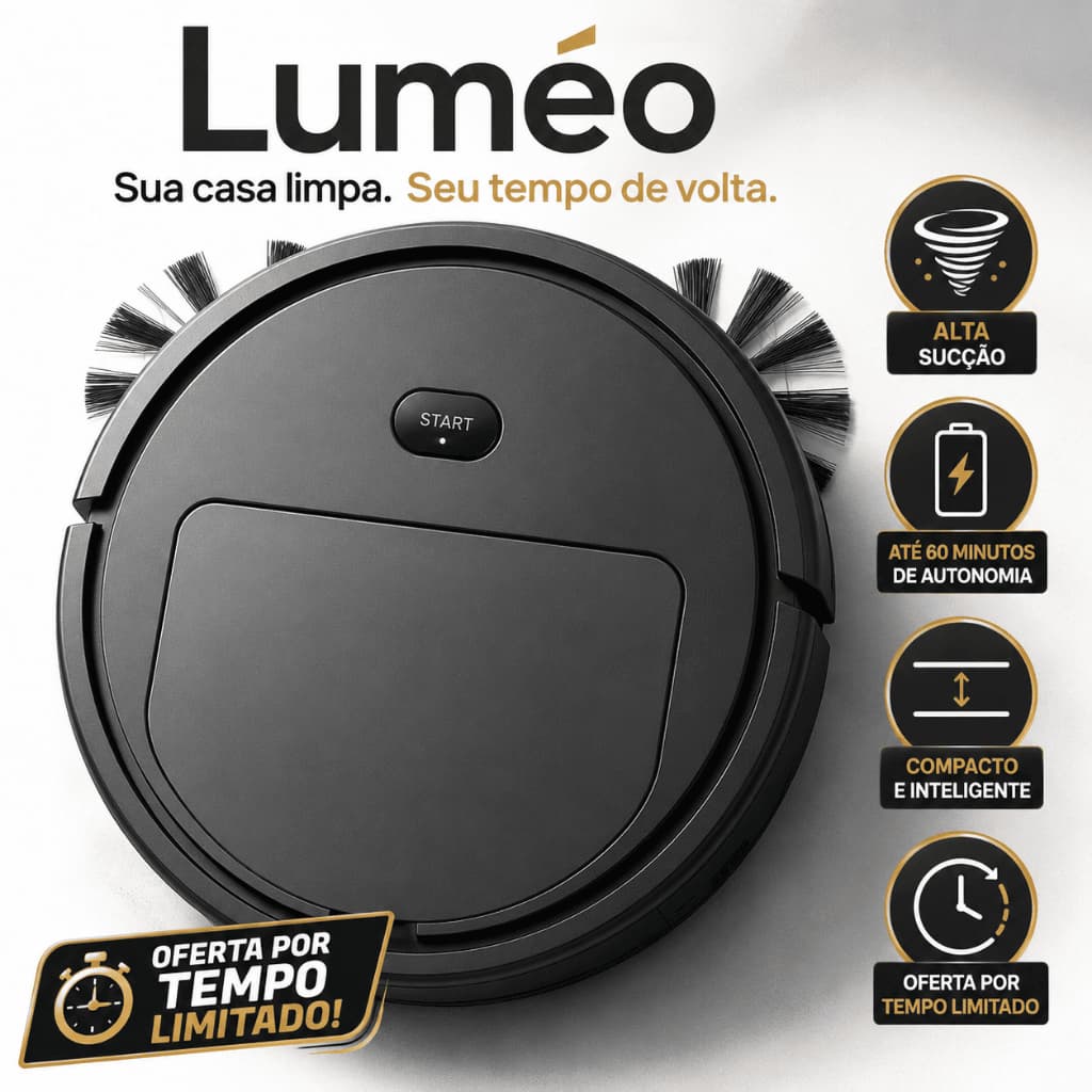Robô Aspirador de Pó Automático Alta Sucção 2800Pa Compacto 110V Luméo