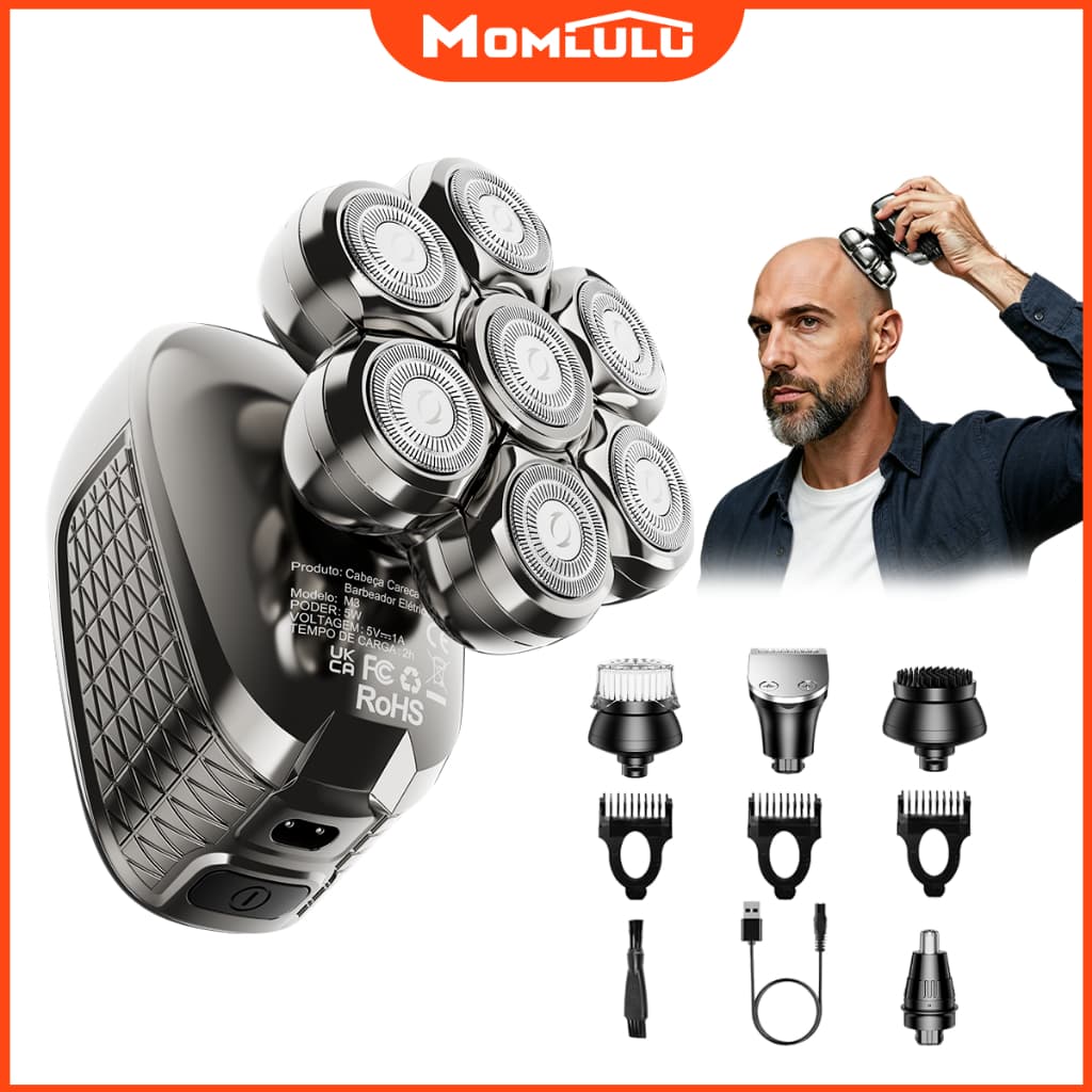 MOMLULU 7D Magnético Máquina De Cortar Cabelo Para Cabeça Raspada À Prova D'Água Para Presentes Homens