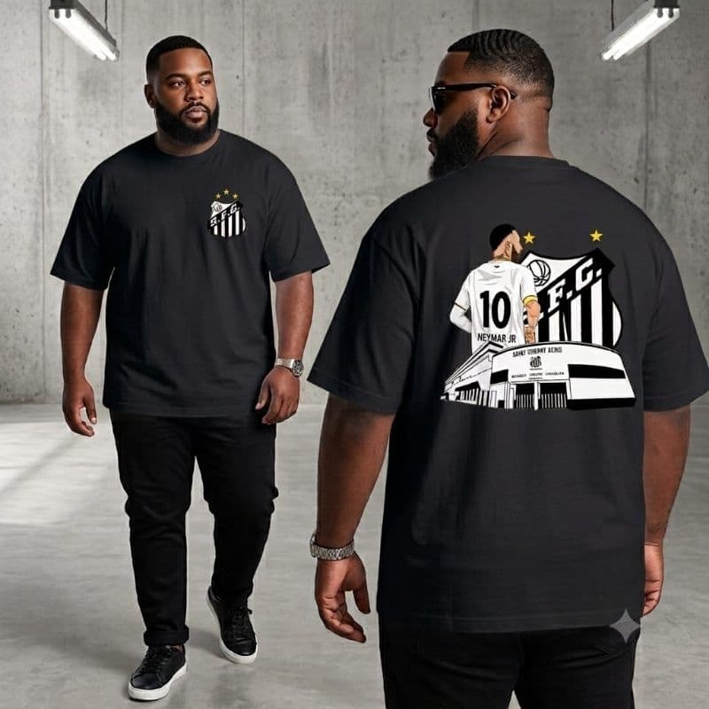Camiseta Santos FC Oversized Unissex 100% Algodão Camisa Time Futebol Torcedor Casual Manga Curta Premium