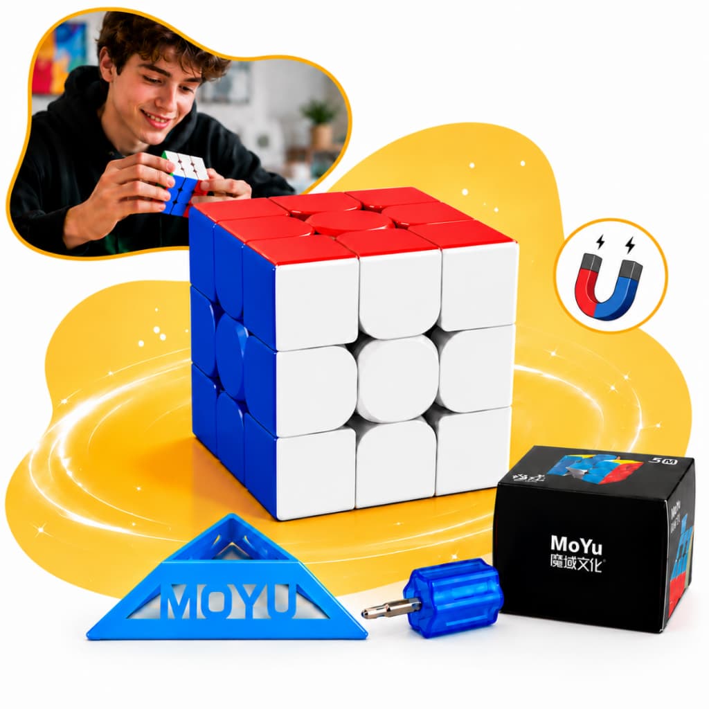 Cubo mágico magnético 3x3x3 colorido profissional Speed Cube com imã Anti Travamento Moyu 56mm