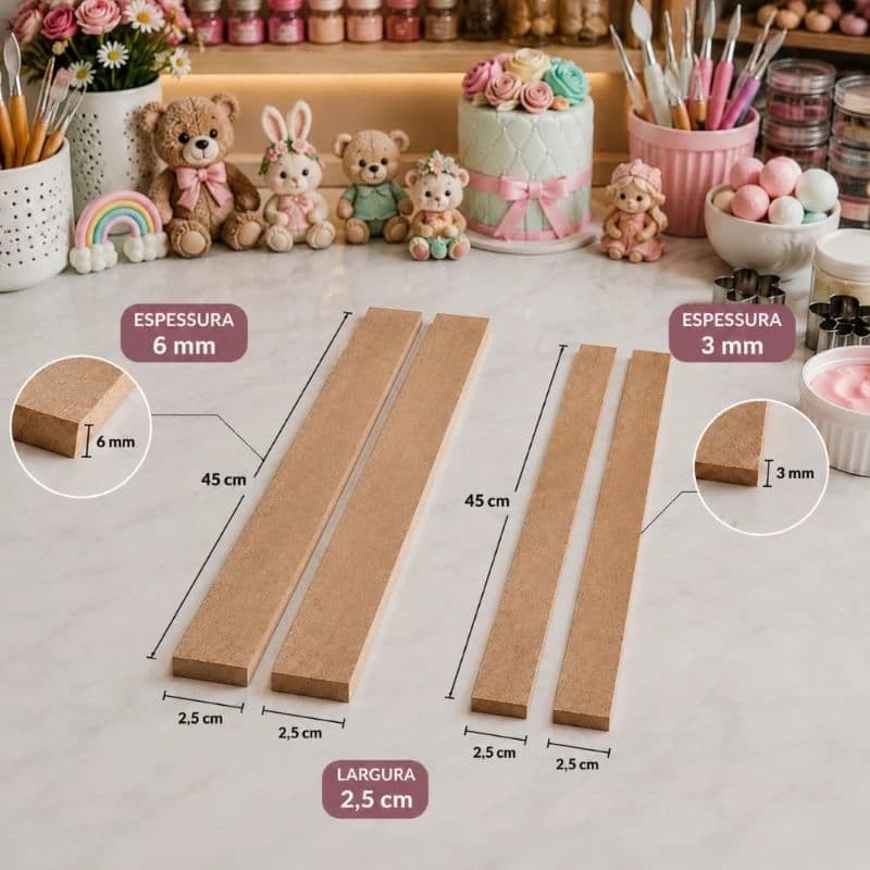 Kit Pares de Réguas Niveladoras para Biscuit 45cm  - MDF 6mm e 3mm