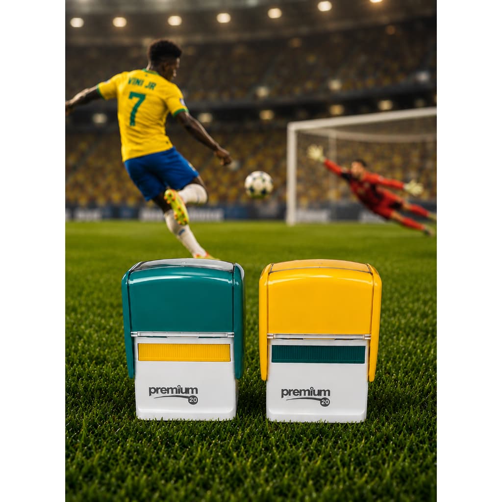 KIT 2 CARIMBOS DA COPA NAS CORES DO BRASIL PERSONALIZADOS PARA PROFESSORES