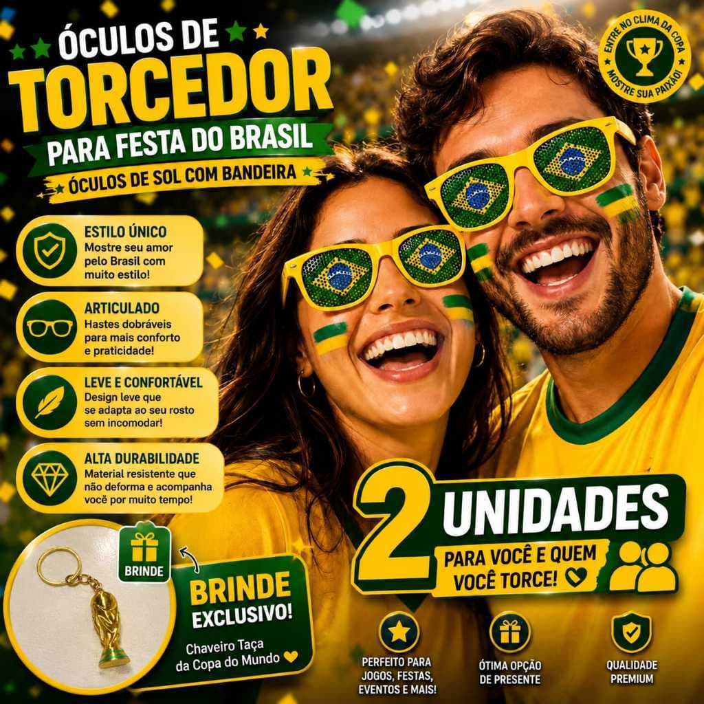 Kit 2 Óculos Bandeira Do Brasil + Brinde