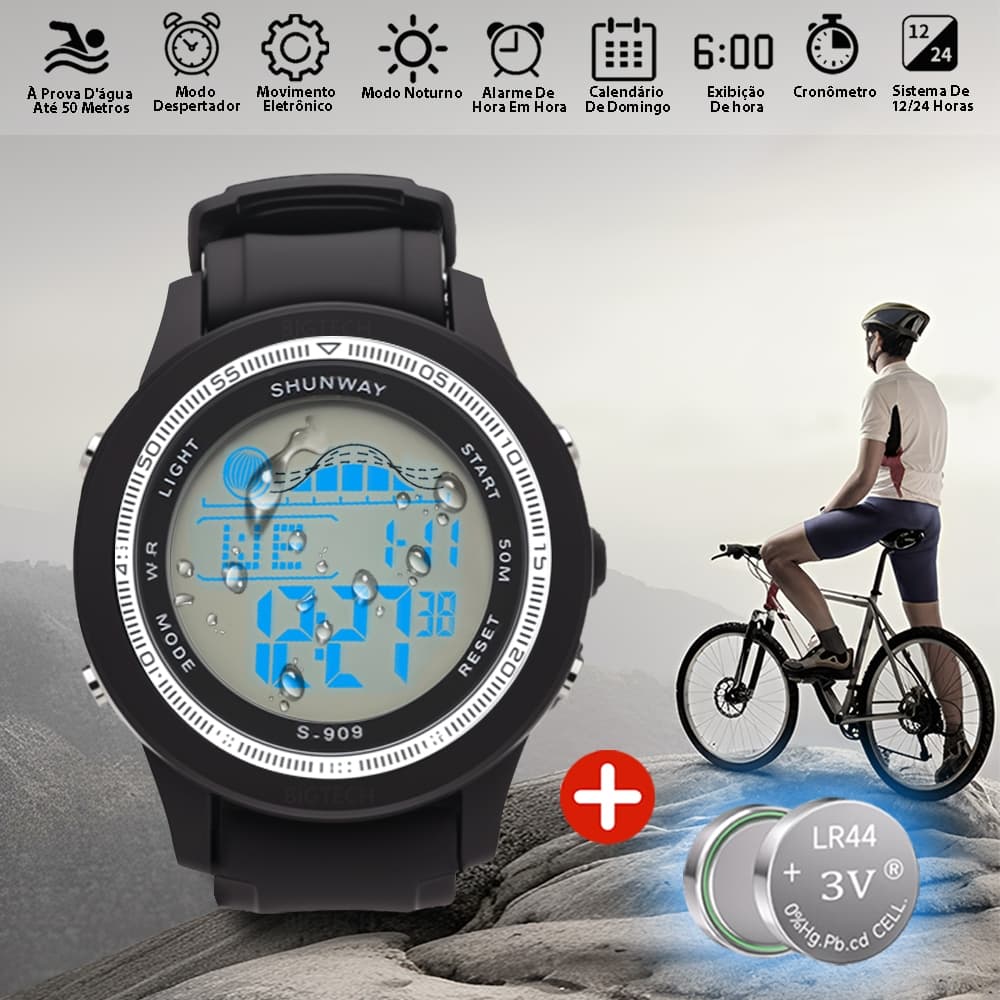 Relógio A Prova 50m Dágua Masculino Original  Esportivo Fino E Leve Luminoso