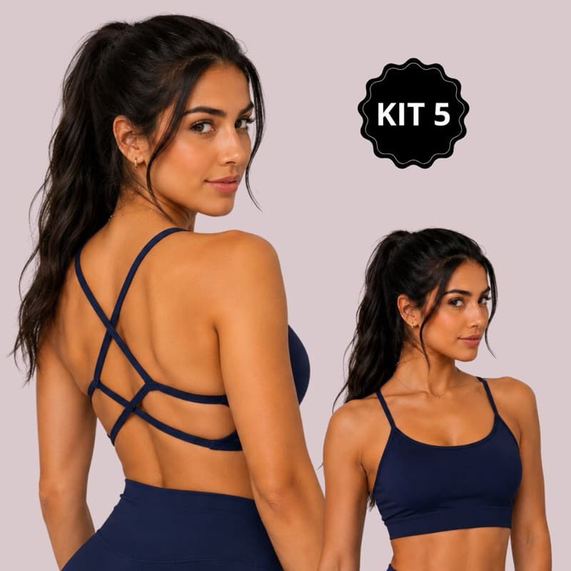 KIT 5 Top Transpassado Casual e Fitness cropped treino