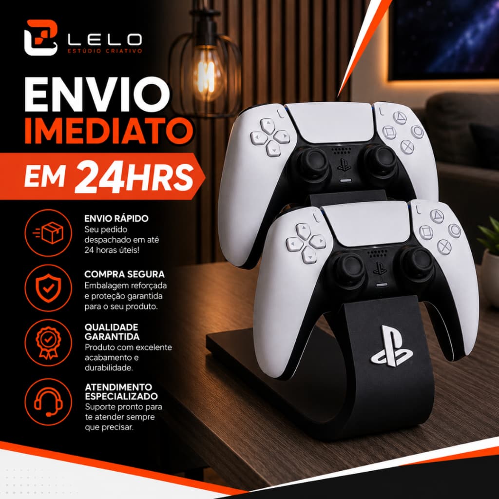 Suporte Duplo para Controle PS5 Organizador para 2 Controles Gamer Setup PlayStation
