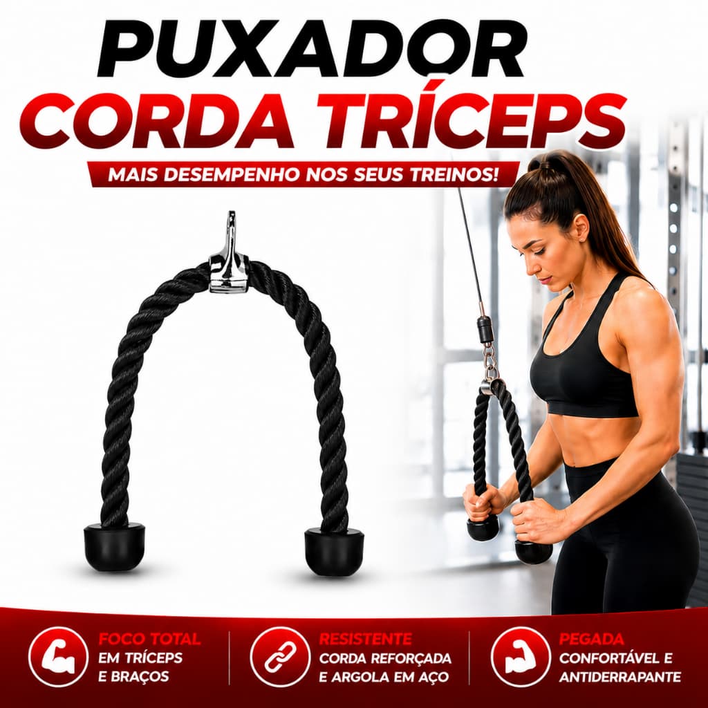 Puxador Tríceps Corda Crossover Profissional Academia Musculação Treino em Casa Reforçada Bíceps