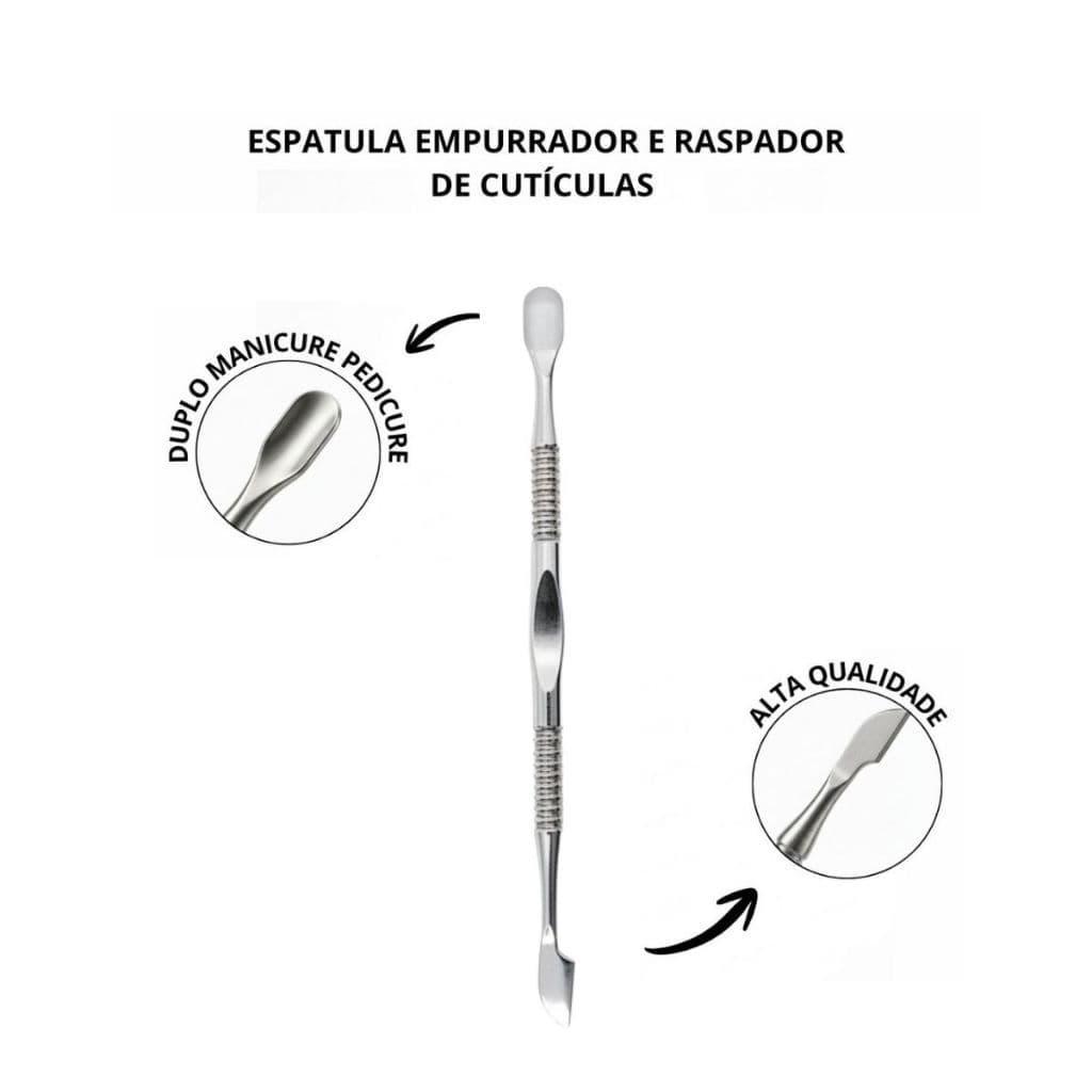 Espatula Empurrador e Raspador de Cutículas Inox Duplo Manicure Pedicure - Real Love