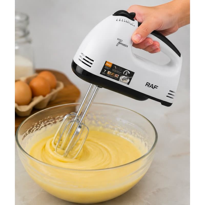Batedeira Elétrica de Mão RAF 250W 7 Velocidades Mixer Batedor Bolo Massas Leves Cozinha Prática 110V