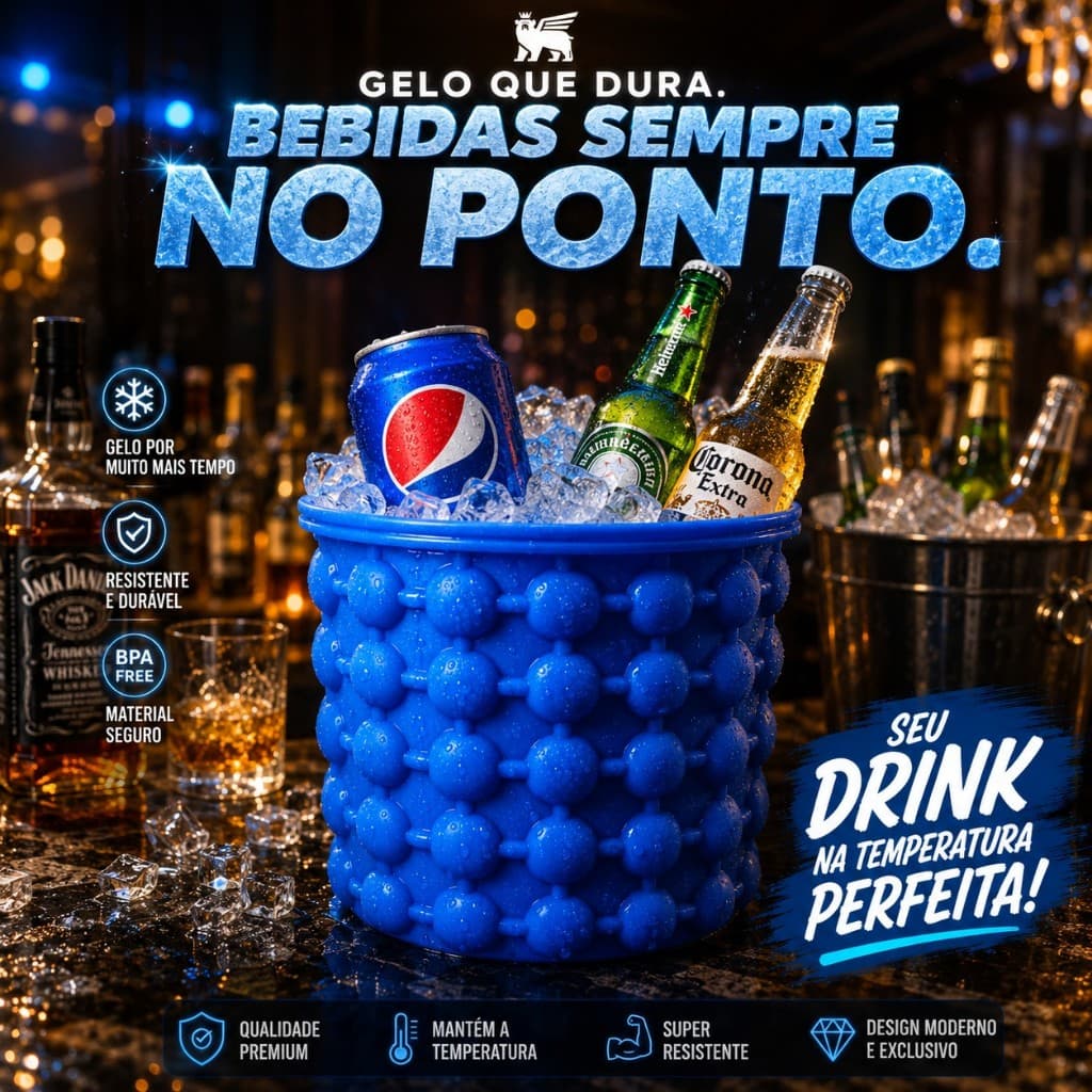 Balde de Gelo Silicone com Tampa Forma de Gelo Térmica Portátil fácil desenformar