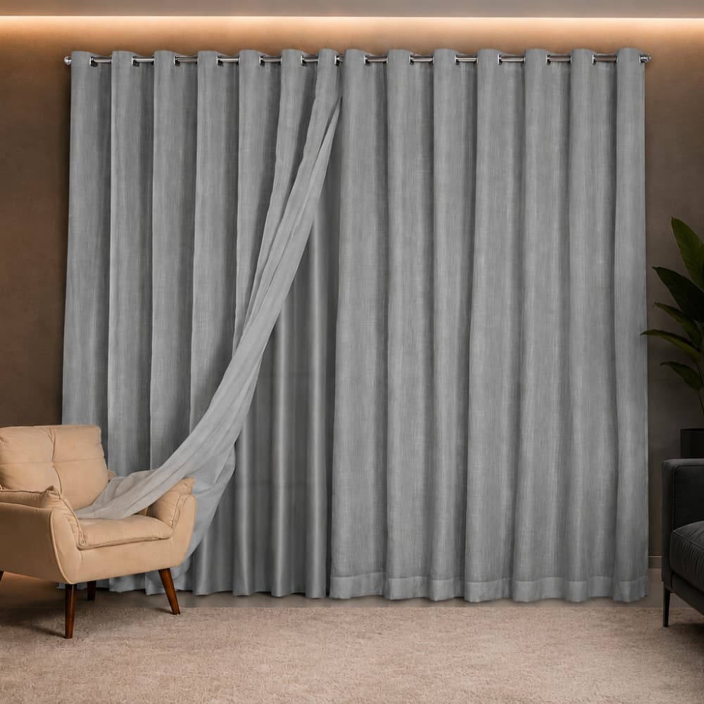 Cortina Blacktout Corta Luz 3,00 x 2,30/ 2,40/ 2,50/ 2,60m Premium Voil Linho Gaze