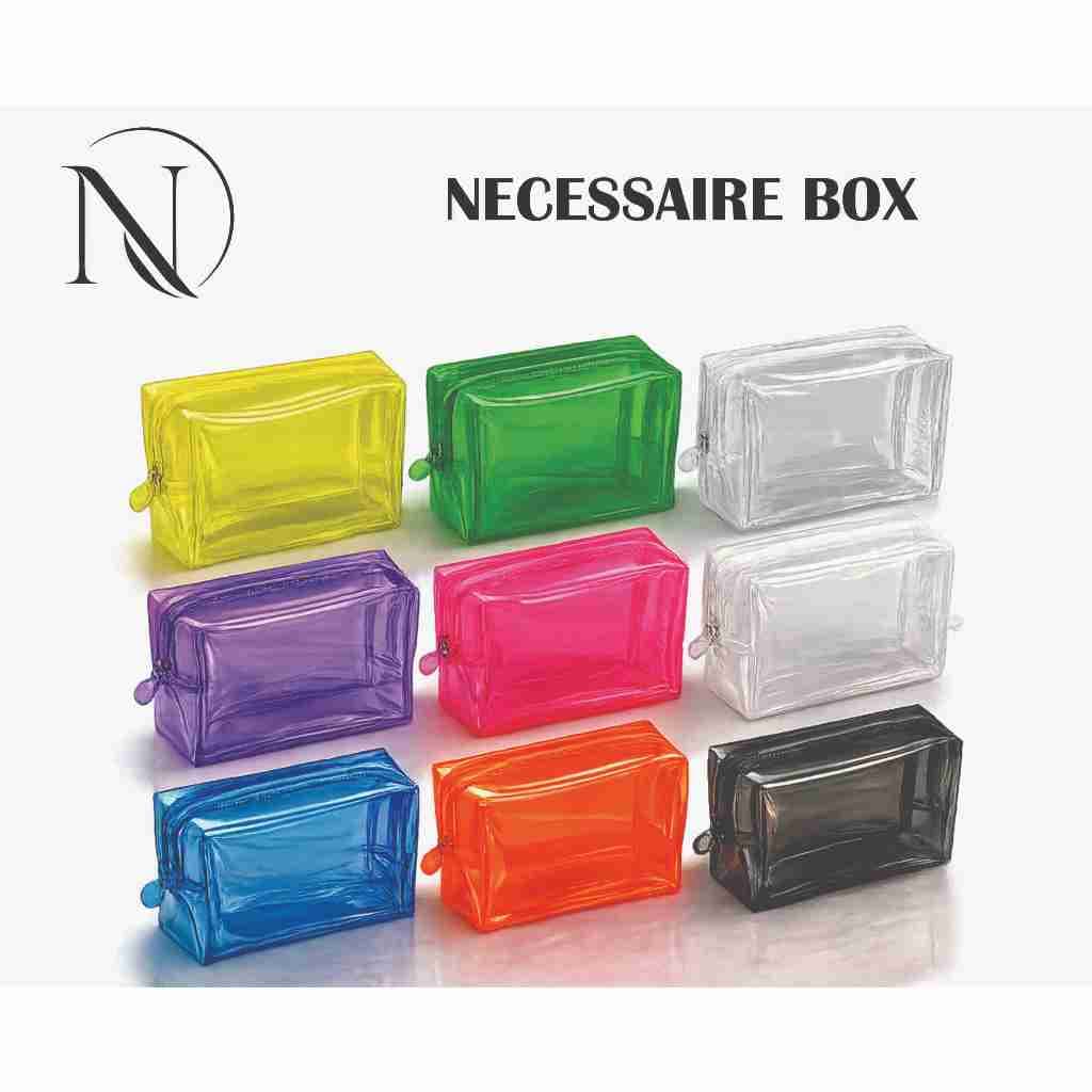 Kit 5 Necessaire Box Estojo Transparente Plástico  Enfermagem Maquiagem Escola Mulher Organizador