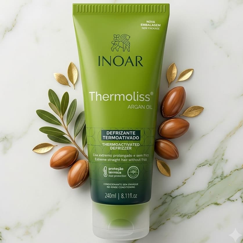 Inoar Desfrizante Protetor Térmico 240ml - Controle de Frizz, Proteção Térmica, Brilho Intenso