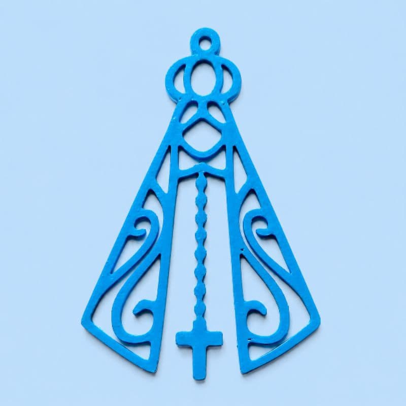 Nossa Senhora Aparecida Decorativa em MDF 6x4cm | Enfeite Religioso Vazado para Parede e Decoração