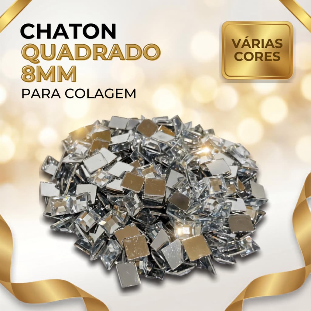 Chaton 8mm Quadrado Acrílico Artesanato Colagem Decoração Customização