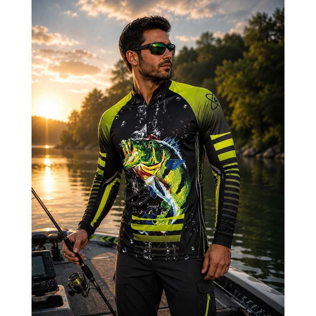 Camisa Camiseta Pesca Masculino Proteção Uv50 Gola Padre Zíper