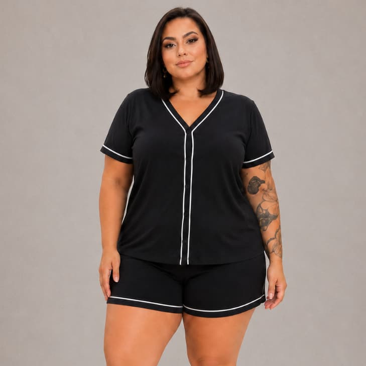 Baby Doll Pijama FB Plus Size G1 G2 G3 Americano Feminino pós parto amamentação pós cirurgico