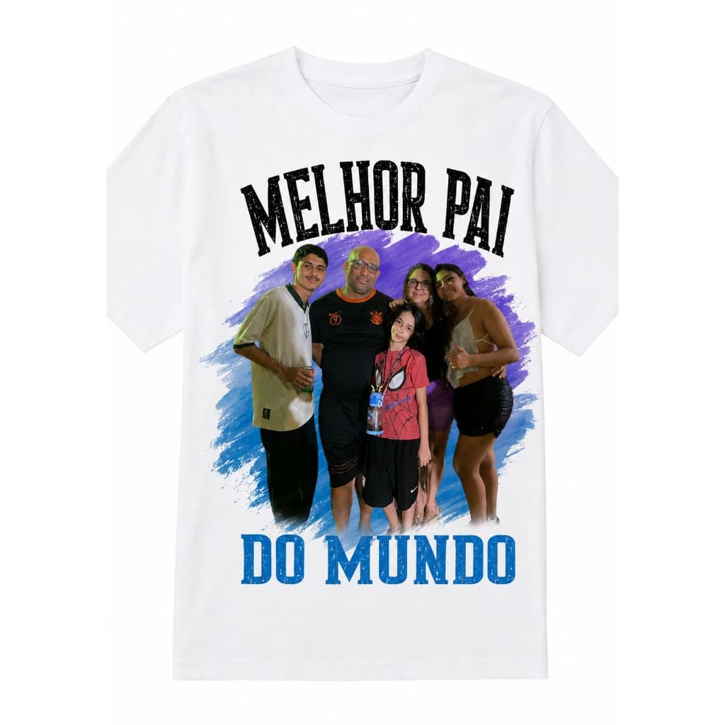 Camiseta Personalizada Melhor Pai Do Mundo Com Foto
