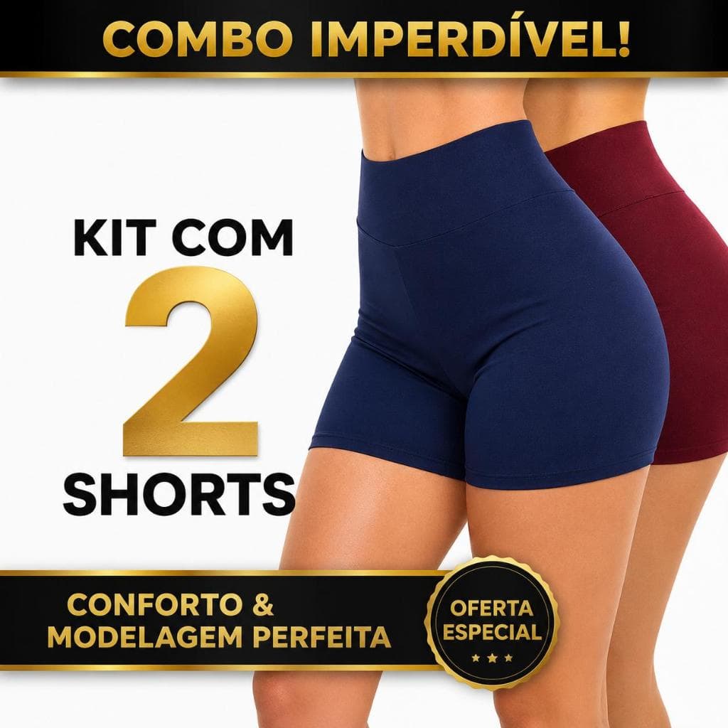 Kit 2 Shorts Fitness Feminino Cintura Alta Zero Transparência Academia Suplex