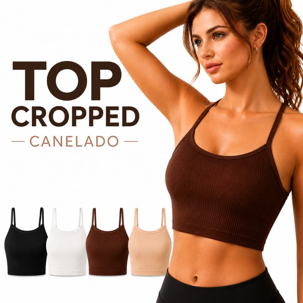 Top Cropped Feminino Canelado Ribana Alcinha Sem Bojo Básico Confortável Casual Moda Verão