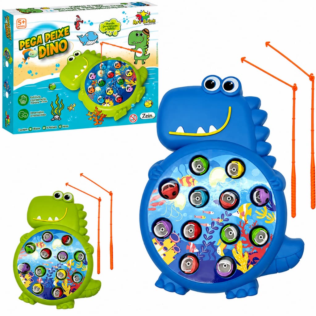 Brinquedo Pesca Pega Peixe Dinossauro Jogo Infantil de Pescaria Divertido