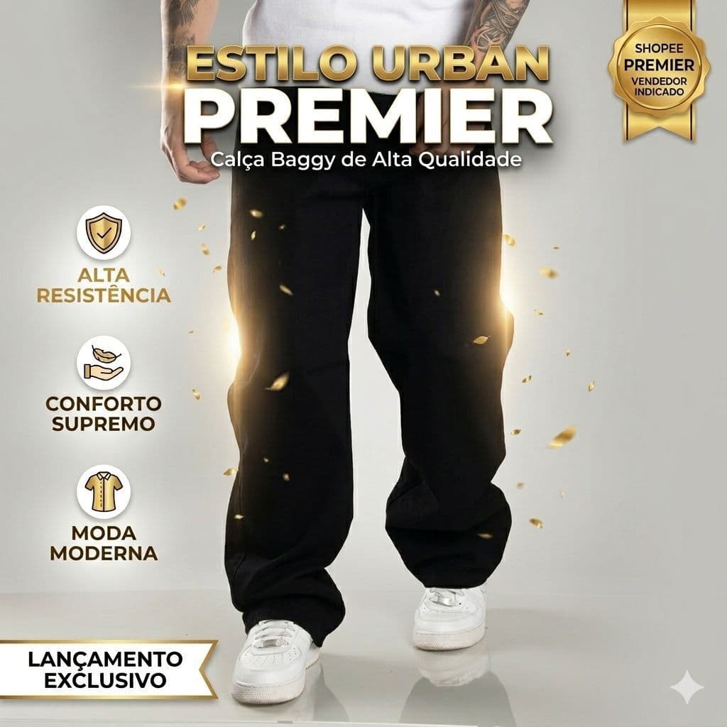 Calça Jeans Masculina Balão Baggy Premium Preta Edição Limitada