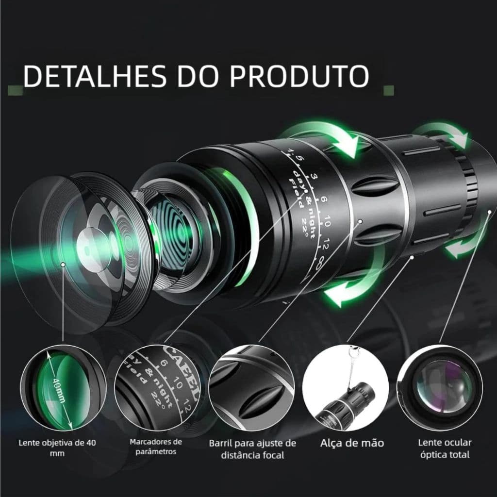 Monóculo Telescópio Profissional - Tático Militar Alcance 8km + Capa de Segurança SUPER PROMOÇAO