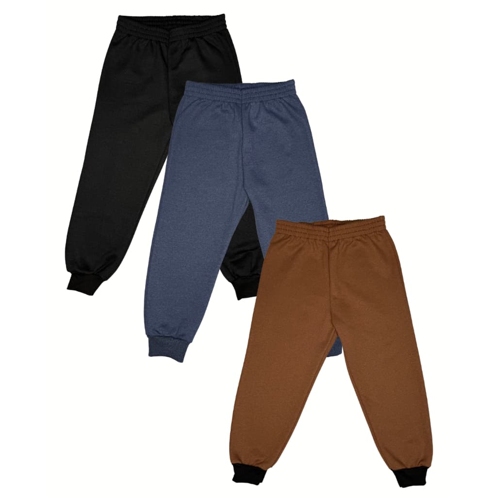 kit 1 a 3 Calças Moletom Infantil Menino Peluciada Masculina Inverno com Punho em Ribana 3 á 10 anos
