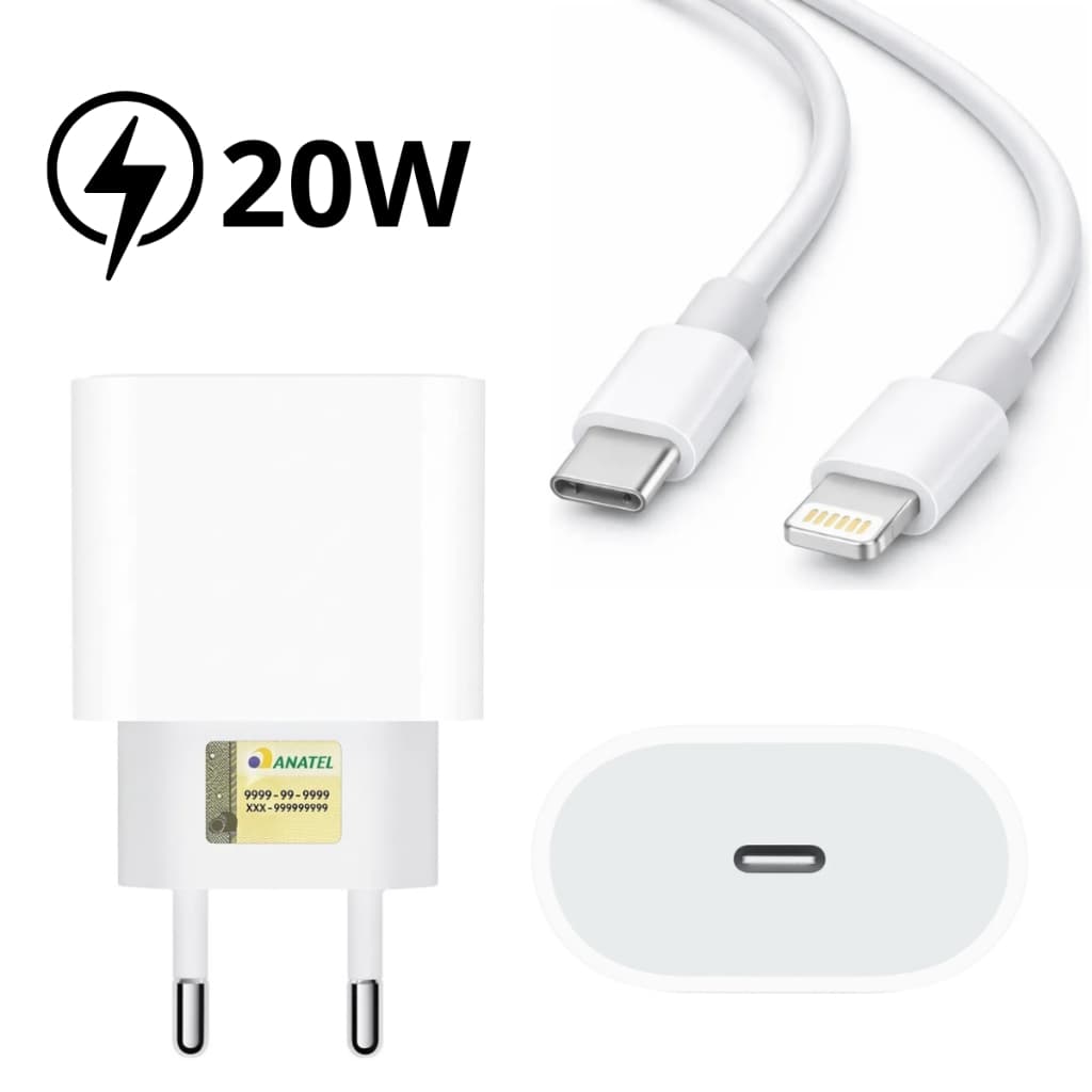 Carregador Turbo 20W Compatível Iphone XR ao14Pro Max
