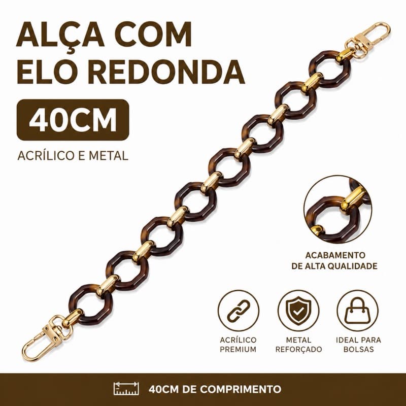 Alça para bolsa com Elo Redonda - 40cm