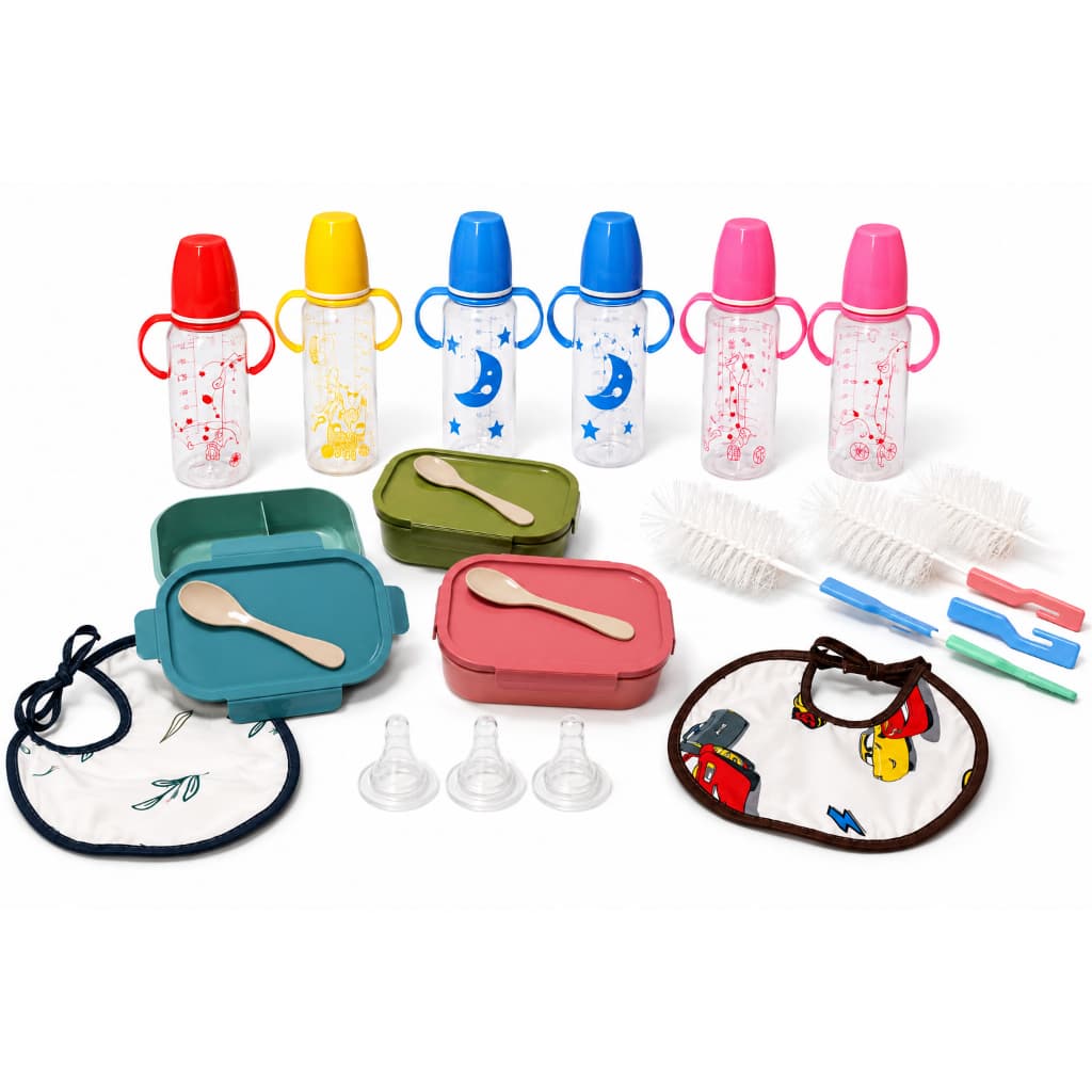 Kit Mamadeira 4 Peças + Lancheira Marmita com Colher Porta Alimentos para Bebê Escola e Passeio