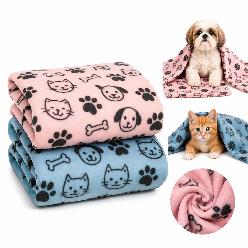 Kit 2 Mantas Pet Soft 75x60cm Quentinhas Macias Resistentes Antialérgicas
