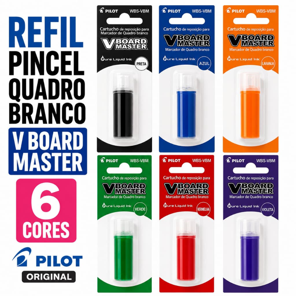 Refil Recarga para Pincel Quadro Branco Recarregável V Board Master Pilot Original Todas Cores
