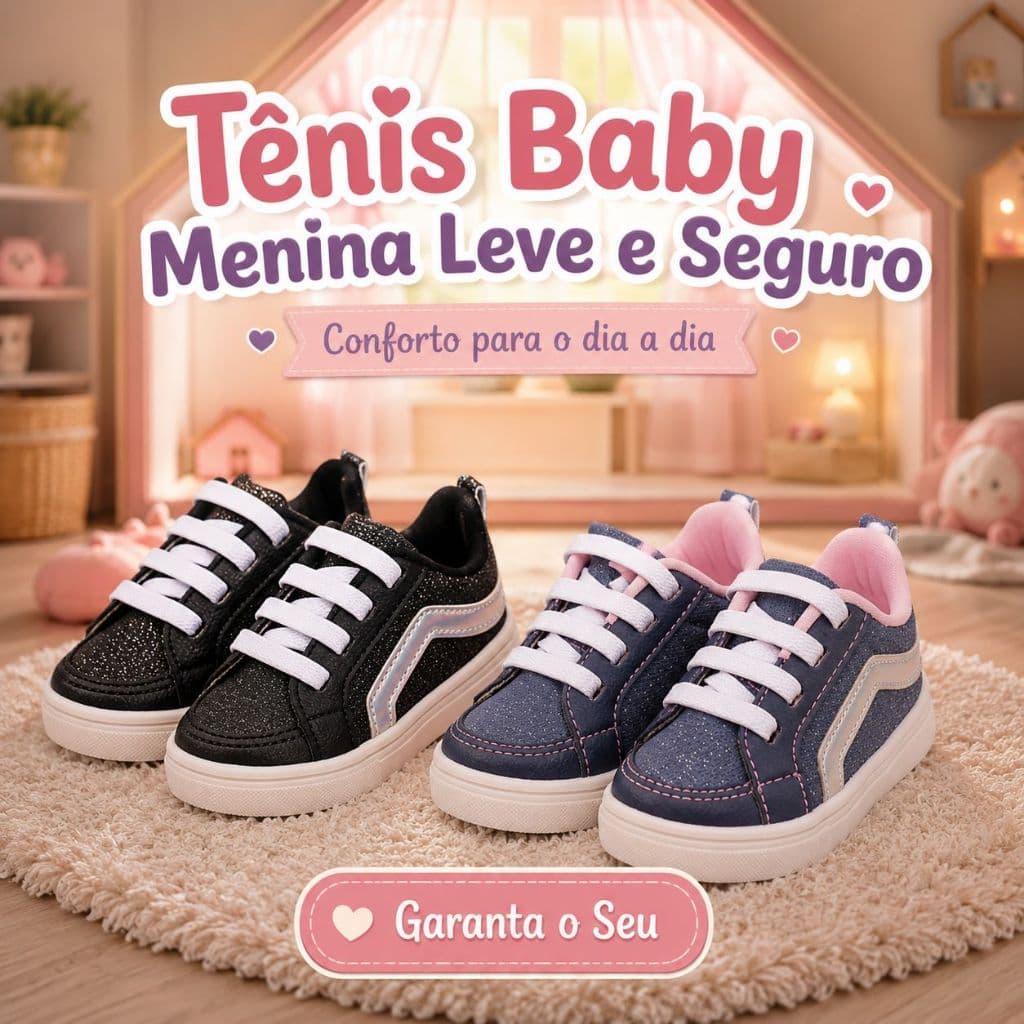 KIT 2 Tenis Baby Menina Confortável | Leve, Macio e Ideal Para o Dia a Dia | COMPRE AGORA!