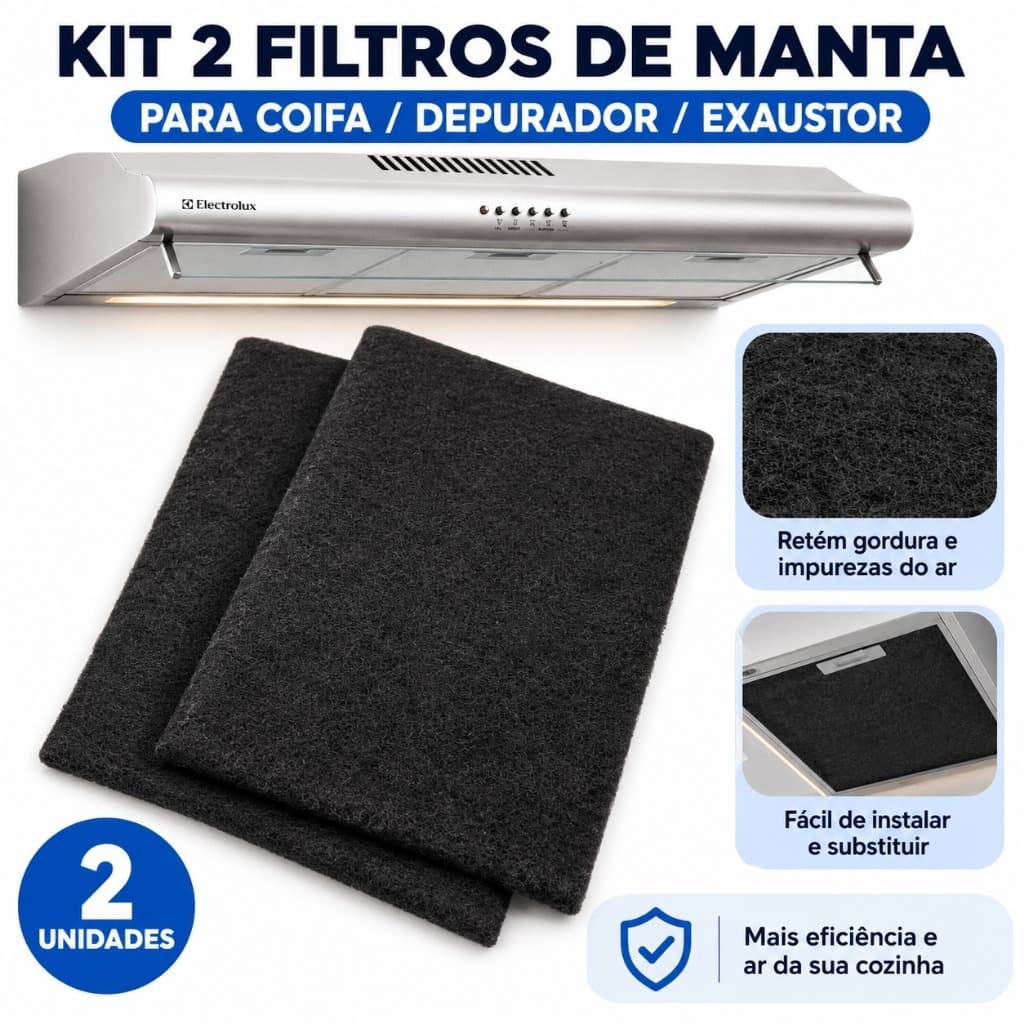 Kit 2 Filtros de Manta p/ Coifa Exaustor Depurador Colormaq Suggar