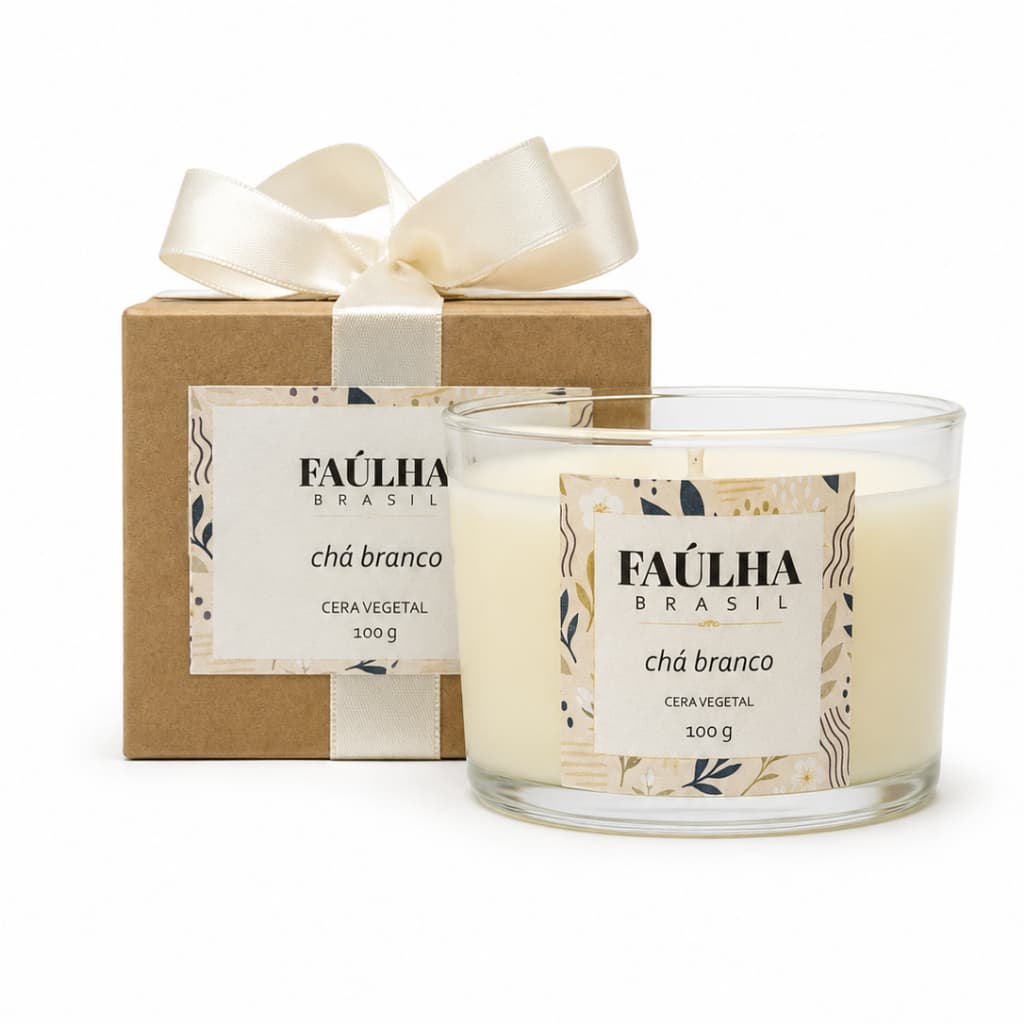 Vela Aromática Perfumanda Artesanal 100g, Cera Vegetal, Com Caixa Presente e Tampa de Madeira