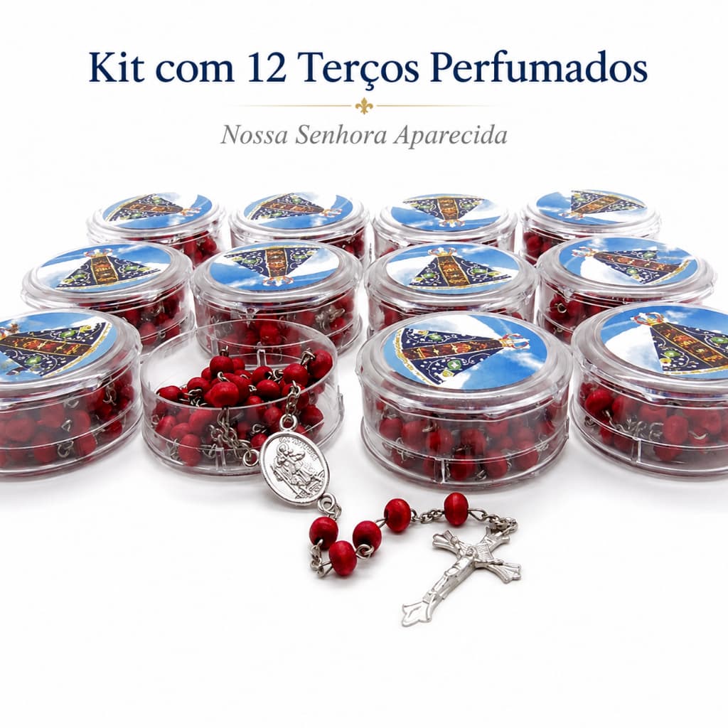 Kit Com 12 Terços Perfumados Nossa Senhora Aparecida