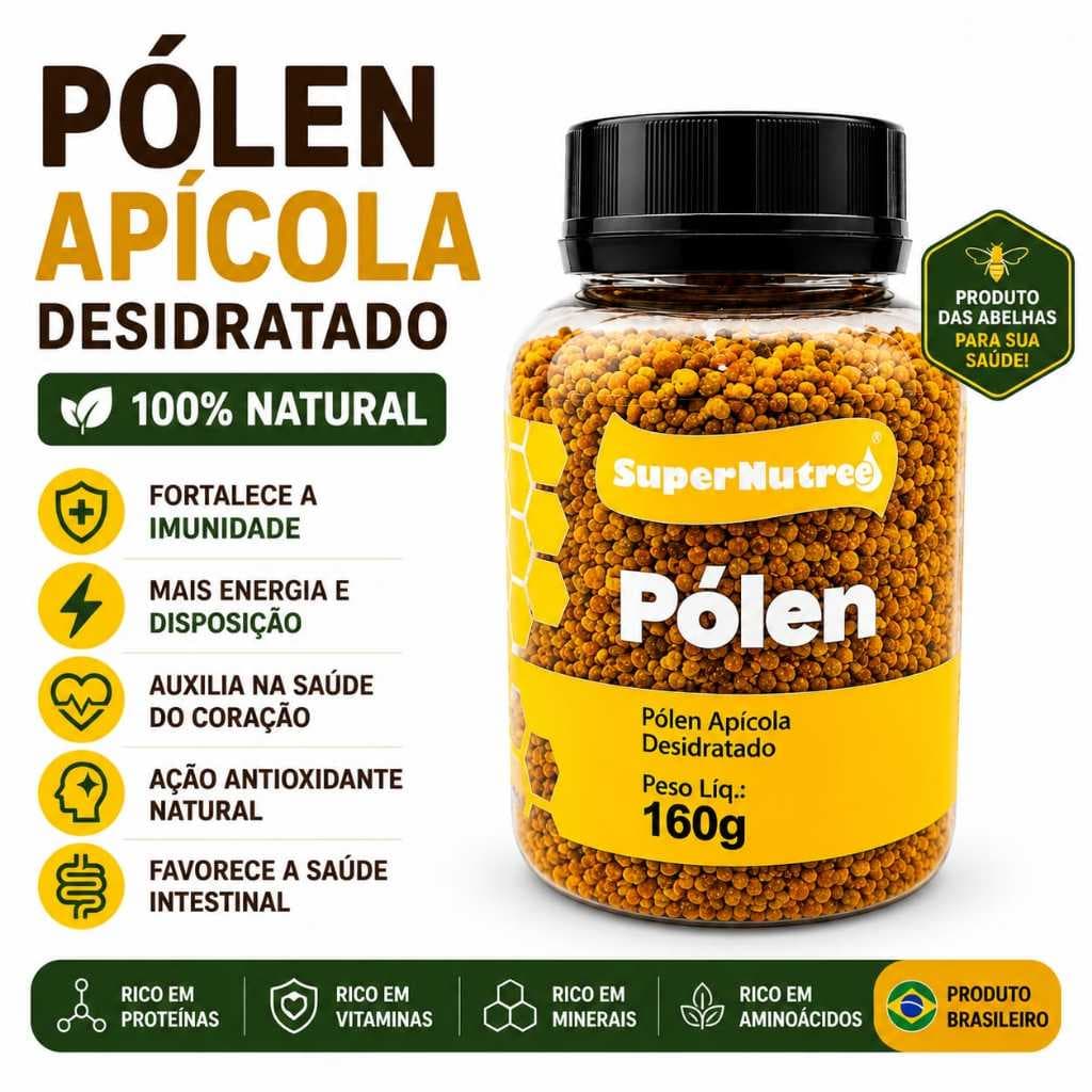 Pólen Apícola Desidratado SuperNutree - 100% Natural, Premium Superfood para Energia, Imunidade e Vitalidade