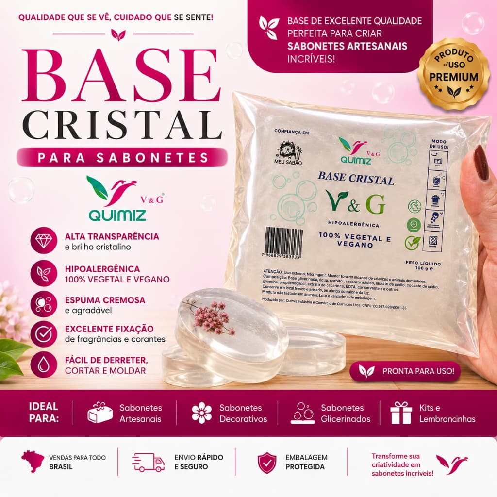 BASE CRISTAL V&G - 500g A melhor Transparência do Mercado