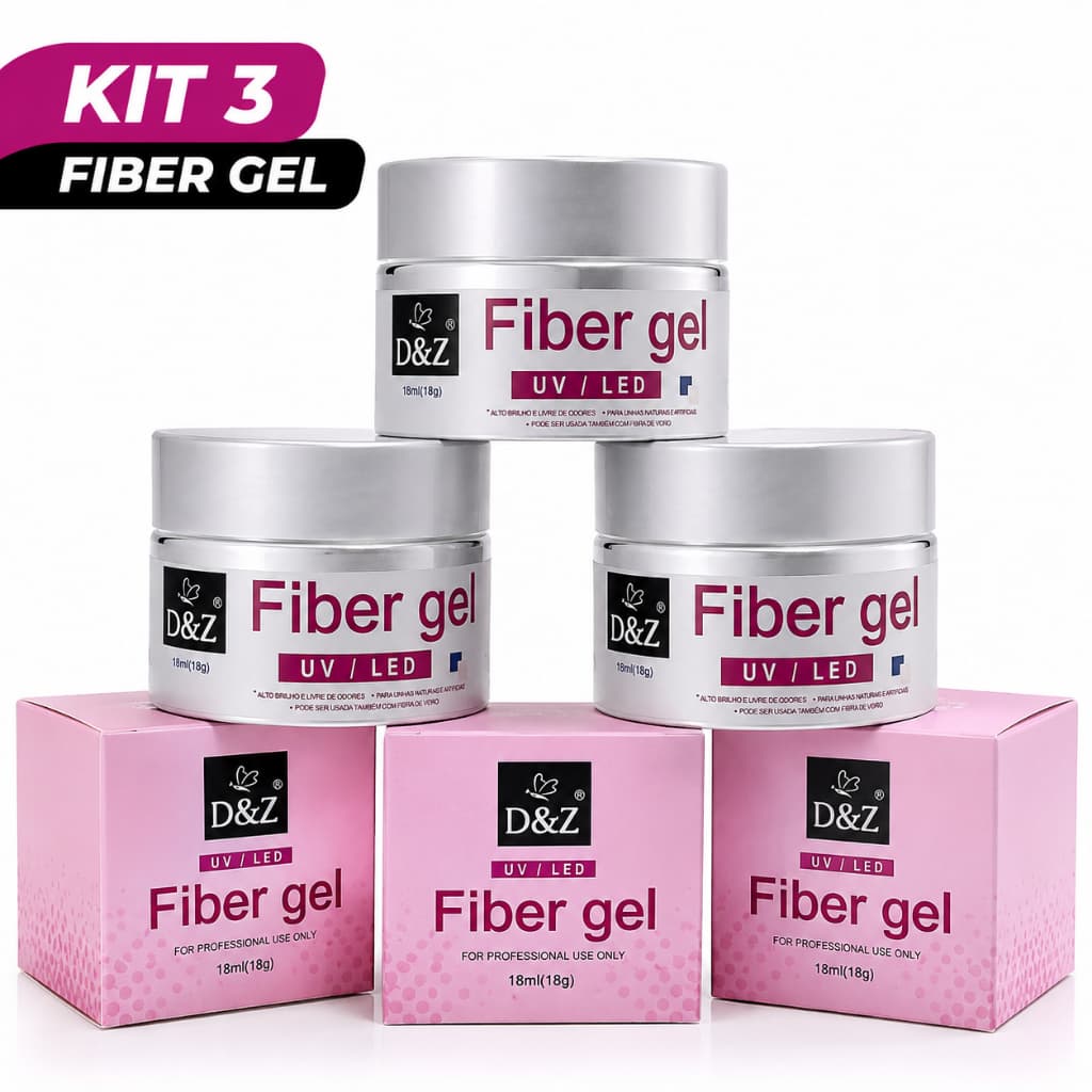 KIT 3 Fiber Gel 18g Para Unhas Gel fibra Profissional Alongamento De Unha