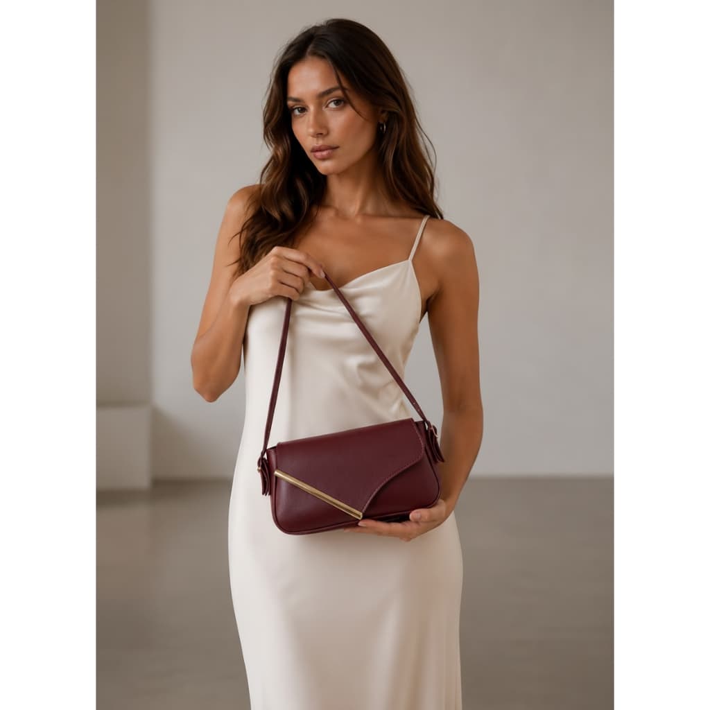Bolsa Feminina de Ombro Elegante Preta com Detalhe Metálico Dourado – Compacta, Moderna e Versátil