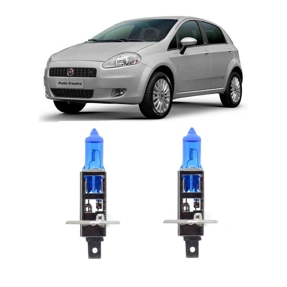 Par Lampada Super Branca Farol de Milha Fiat Punto ANO 2007 ao 2017 8500k H1
