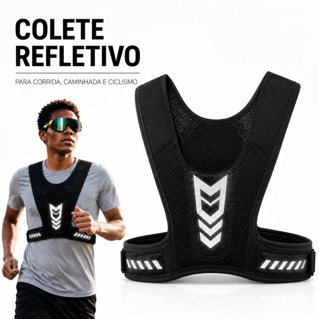 Colete Refletivo Corrida Caminhada Ajustável Unissex Segurança Noturna Ciclismo Fitness