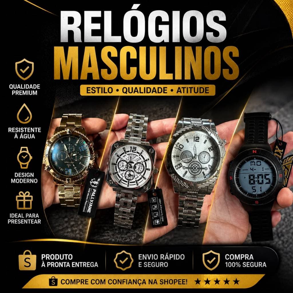 Relógio Analógico Pulseira Aço Inoxidável Luxo Elegante Casual Premium
