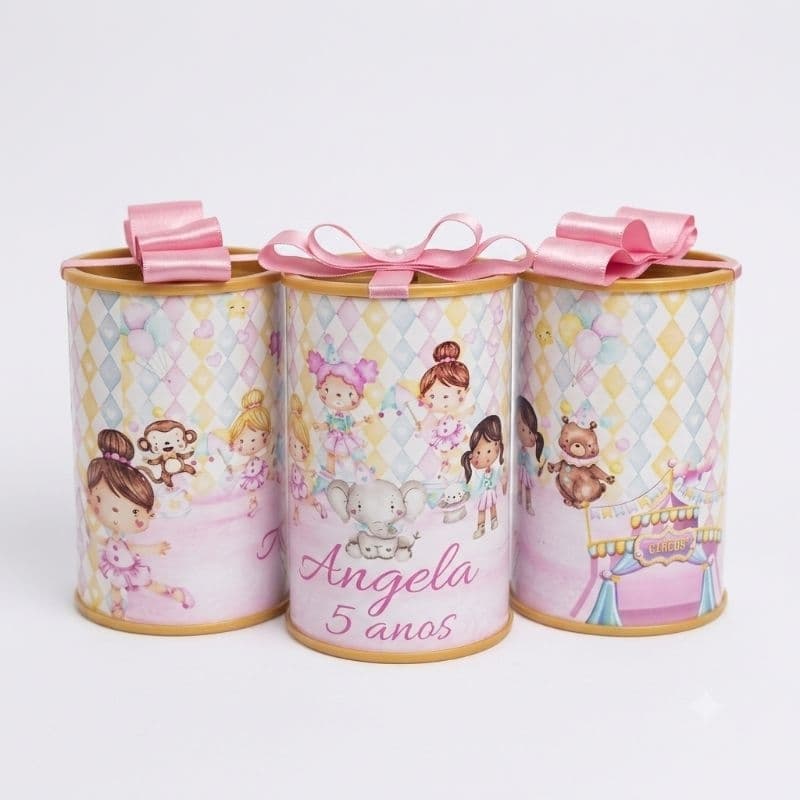 Kit Cofrinhos Personalizados Circo Rosa - Lembrancinha de aniversário circo Rosa  | Fazemos todos os temas