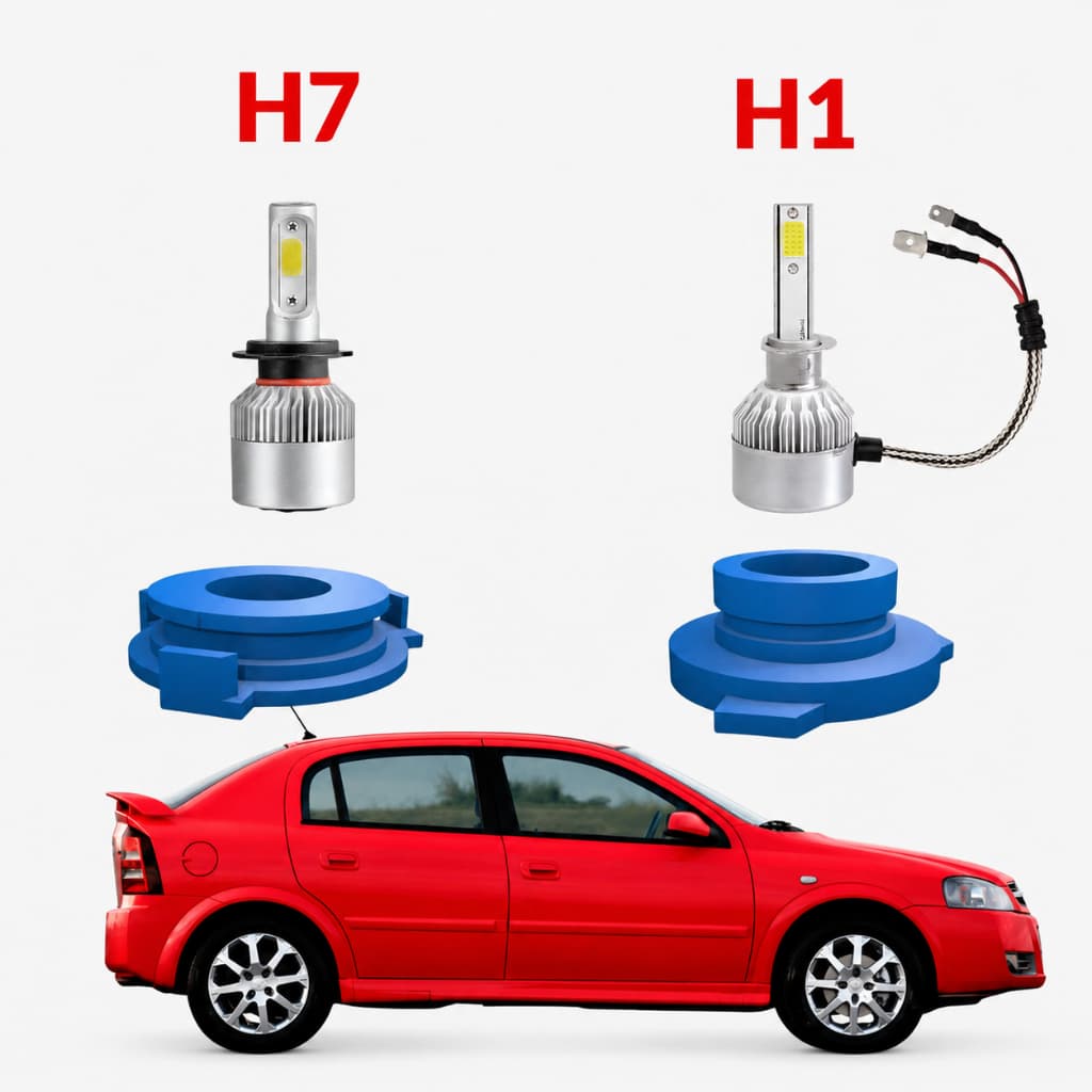 Adaptador Lâmpada LED H1 H7 com Ventoinha Soquete Fixação Farol