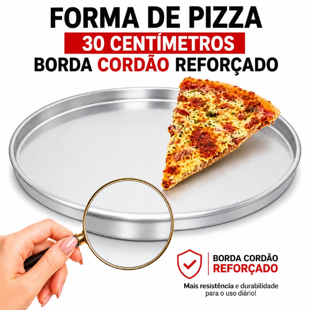 Forma para Pizza Borda Cordão Reforçada 30CM Aluminio